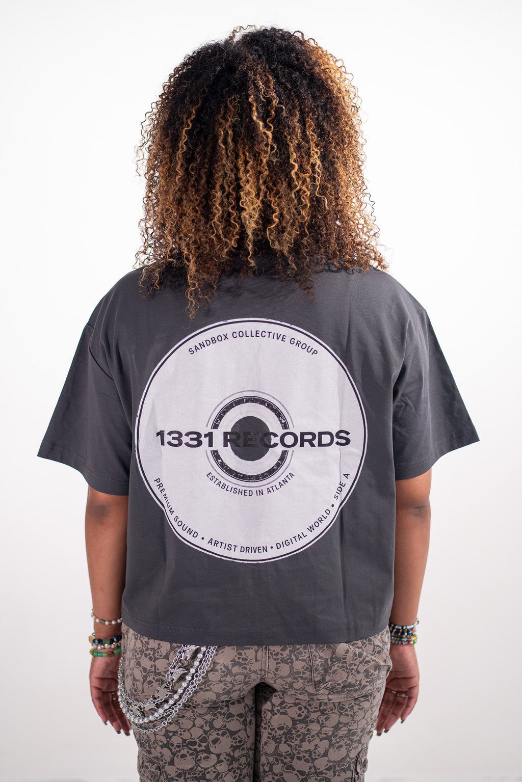 1331 Records Tee model back view