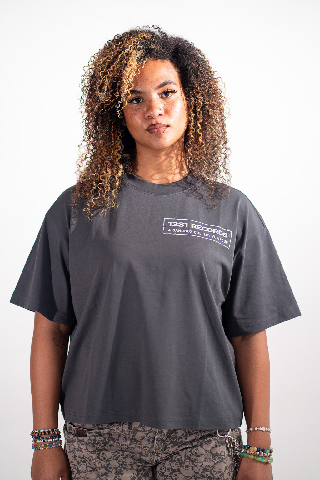 1331 Records Tee model front view