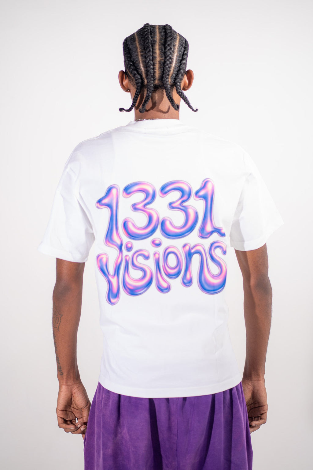 1331 Visions Tee white back model photo