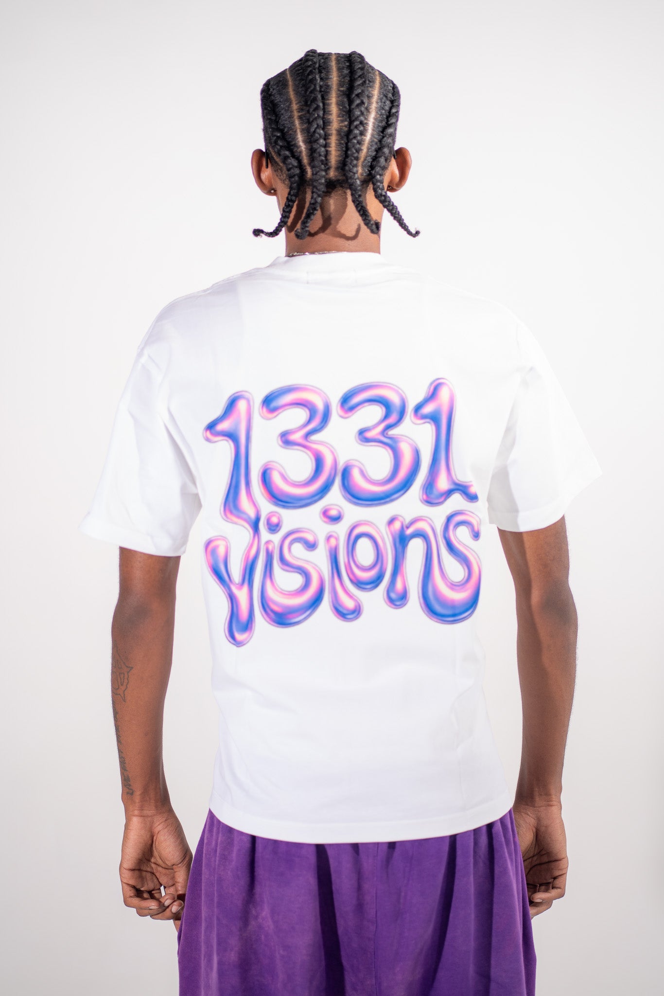 1331 Visions Tee white back model photo