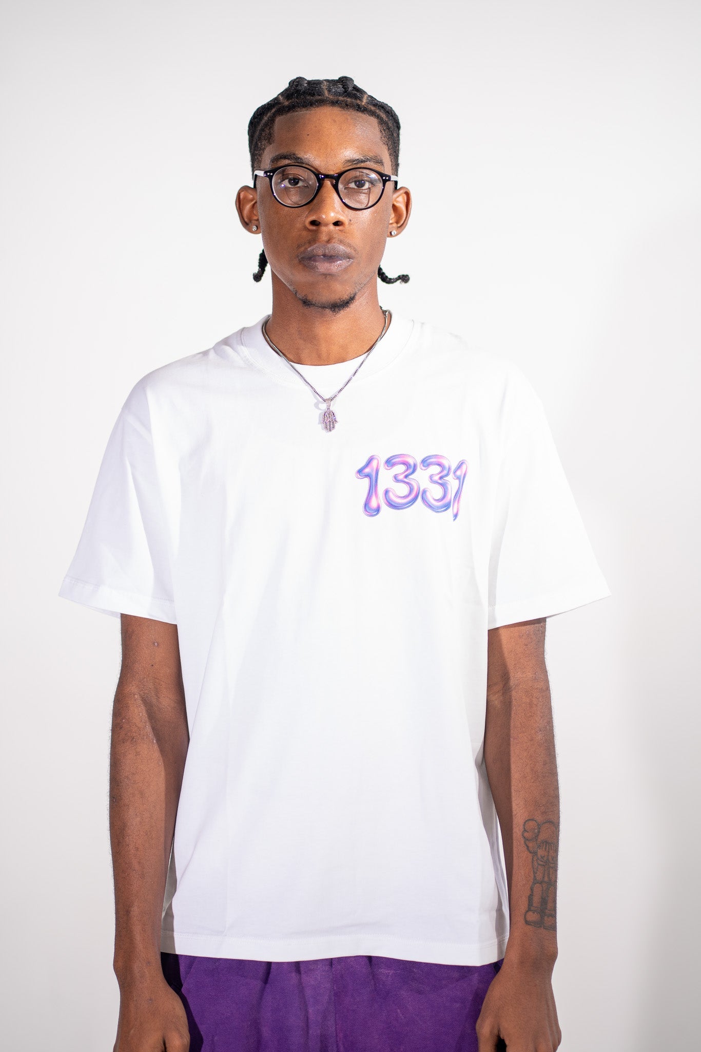 1331 Visions Tee white front model photo